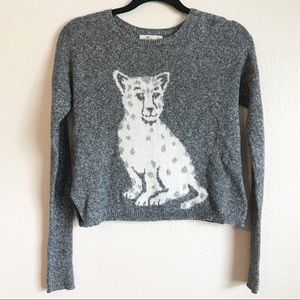 Hollister Gray Scoop Neck Snow Leopard Sweater